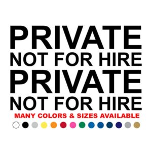 set of 2 private not for hire tractor truck tow commercial van pick up semi decal sticker graphic v1