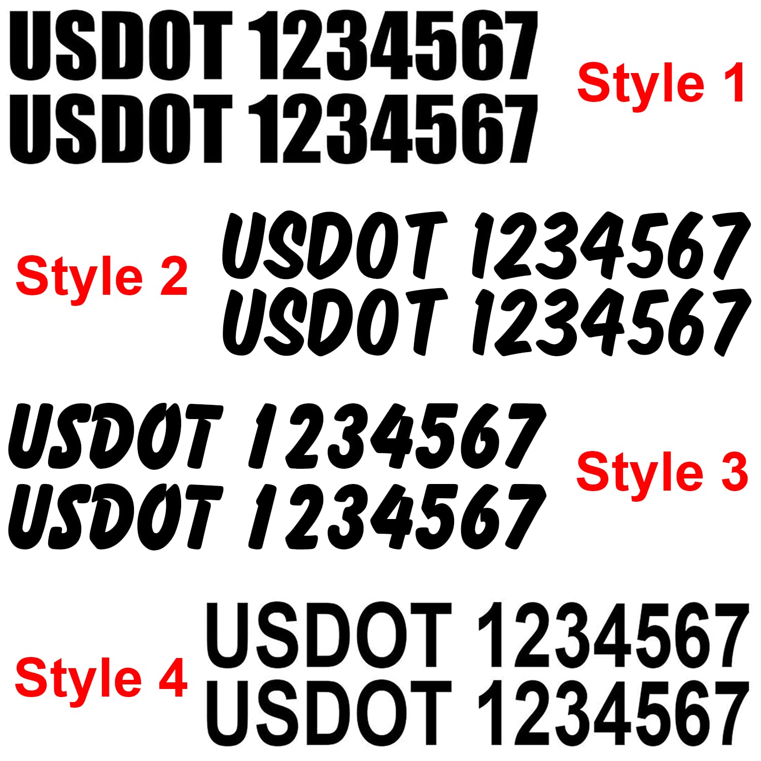 Set of 2 Custom USDOT US DOT Number Decals - add MC Company Name Location VIN CA or KYU Number - For Semi Trucks Tractor Tow Commercial Van Pick up Decal Sticker Graphic v2