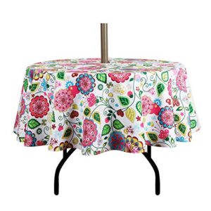 ehousehome outdoor and indoor 60inch round tablecloth with umbrella hole and zipper, waterproof zippered patio table cloths, spring/summer table covers for backyard circular table/bbqs/picnic