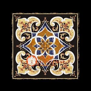 black marble center side 36"x36" inches dining table top pietra dura inlay italian design decorative home