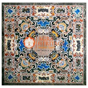 side dining 48" marble table top handicraft pietra dura inlay elegant design wedding housewarming gift