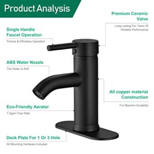 Black Bathroom Sink Faucet Single Hole matte black bathroom faucet Vanity Basin Mixer Tap with Deck Mount