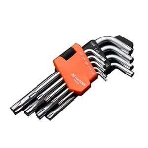 edward tools star key wrench set - hardened chrome steel screwdriver set with organizer clip - straight or l - t10 t15 t20 t25 t27 t30 t40 t45 t50 (short)