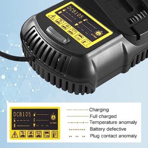 DCB105 Charger Compatible with Dewalt 12V/20V Battery DCB120 DCB127 DCB200 DCB203 DCB204 DCB206 DCB207 Replacement for Dewalt DCB107 DCB102 DCB115 DCB118 Charger