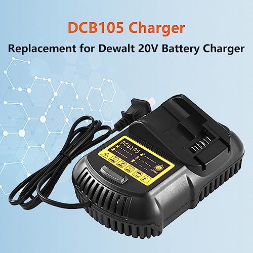 DCB105 Charger Compatible with Dewalt 12V/20V Battery DCB120 DCB127 DCB200 DCB203 DCB204 DCB206 DCB207 Replacement for Dewalt DCB107 DCB102 DCB115 DCB118 Charger