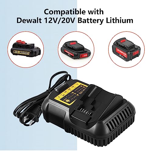 DCB105 Charger Compatible with Dewalt 12V/20V Battery DCB120 DCB127 DCB200 DCB203 DCB204 DCB206 DCB207 Replacement for Dewalt DCB107 DCB102 DCB115 DCB118 Charger