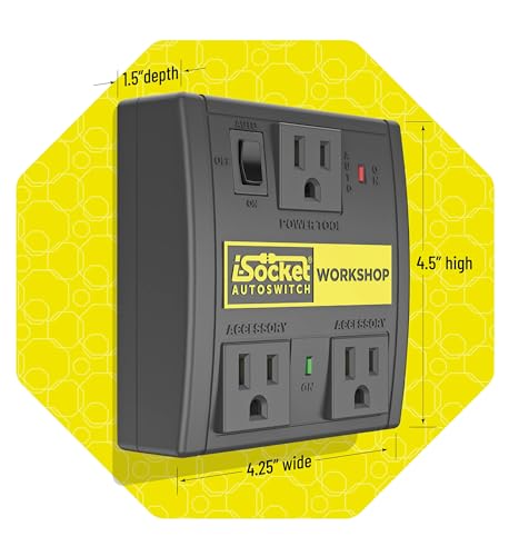 i-Socket Automated Vacuum Switch, Dust Control with Automatic Shutoff and Delay - Prevents Inrush Current from Circuit Overload