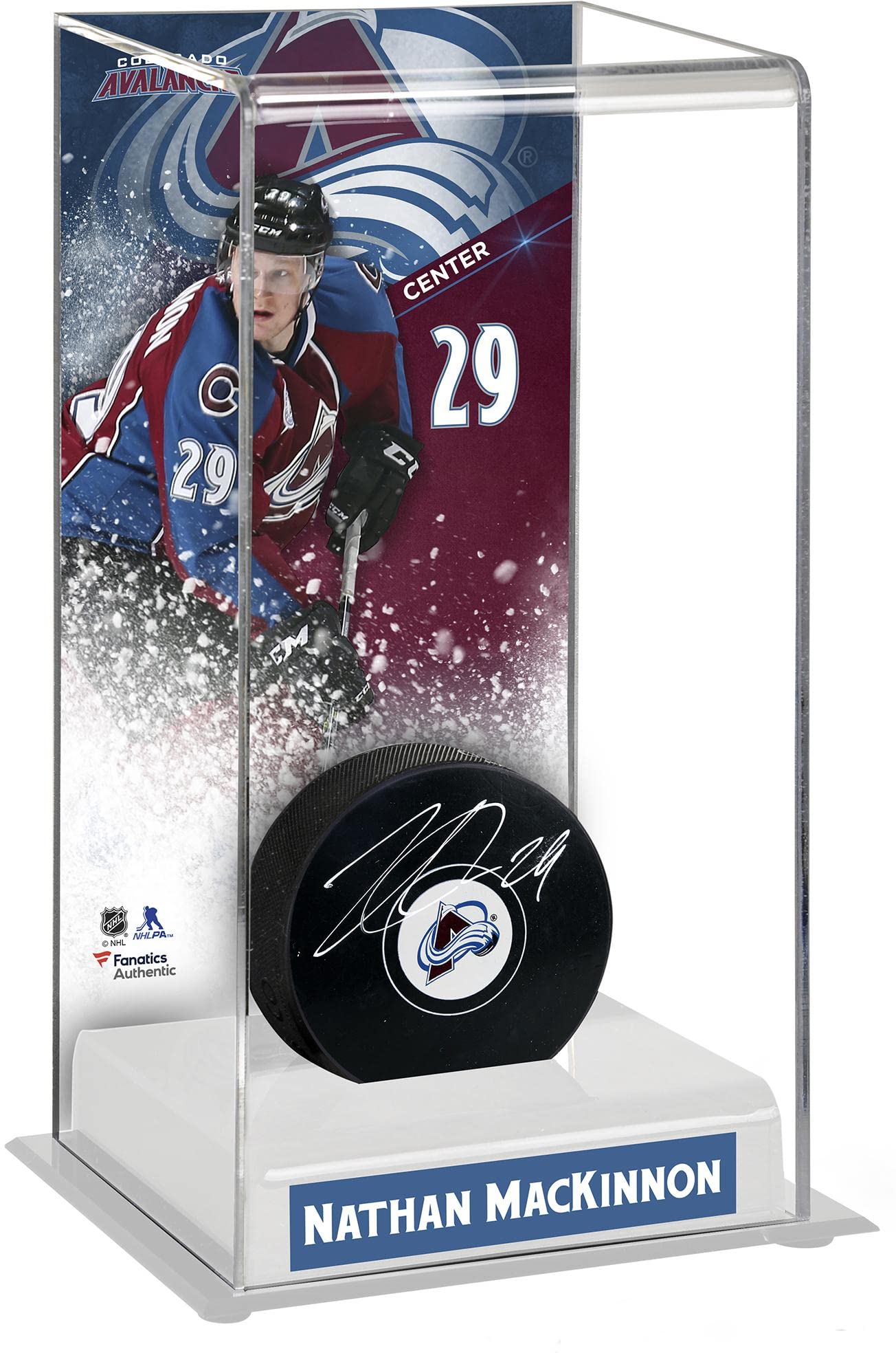 Nathan MacKinnon Colorado Avalanche Autographed Puck with Deluxe Tall Hockey Puck Case - Autographed NHL Pucks