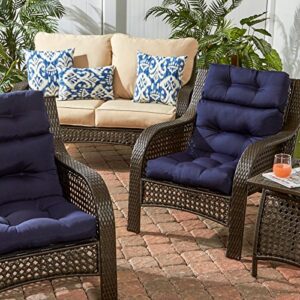 Greendale Home Fashions Outdoor 44 x 22-inch High Back Chair Cushion, Set of 2, Midnight 2 Count