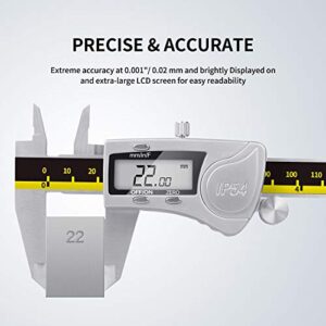 Digital Caliper Measuring Tool, CUDNY 6 Inch IP54 Waterproof Protection Stainless Steel Vernier Calipers, Standard and Precision Inch/MM/Fractions Micrometer Caliper with LCD Screen (6 Inch /150mm)