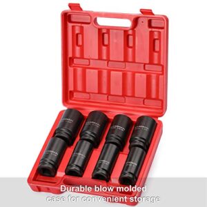 CASOMAN 3/4" Drive Deep Impact Socket Set, 8 Piece Set, SAE Sizes (1-Inch to 1-1/2-Inch), 6 Point, 3/4" Dr. Heavy Duty Impact Socket Set