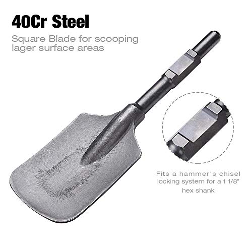 Yescom Clay Spade Chisel Bit Steel for 1-1/8" Hex Shank Electric Demolition Jack Hammer Scoop Shovel Attachment