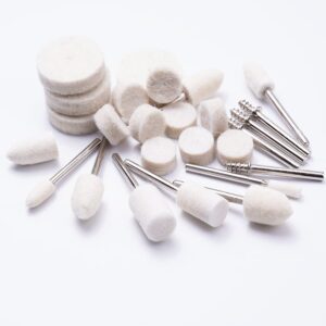 Felt Wool Polishing Buffing Pad Set Wheel Grinding Head Point & Mandrel Kit Accessories Tools Compatible for Dremel