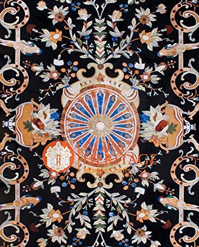 Marble Center Dining Table Top Pietra Dura Italian Inlay Design Hallway Decor | 70"x31"