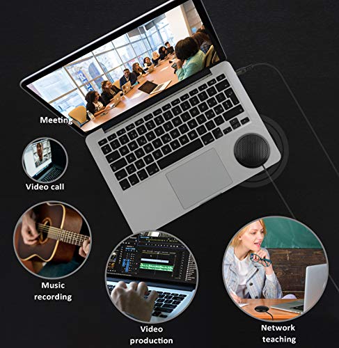 Dreokee Conference Microphone 3.5mm Desktop Computer Mic for Computer Desktop and Laptop 360° Omnidirectional Condenser Mic for Online Meeting/Class, Skype, Recording, Chatting, Gaming