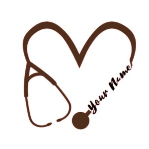 Custom Name Nurse Stethoscope Vinyl Decal - Nursing Bumper Sticker, for Tumblers, Laptops, Car Windows - Heartbeat EKG ECG Medical design