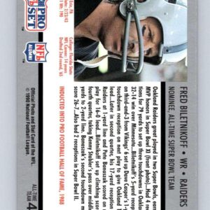 1990 Pro Set NFL Football Super Bowl 160#45 Fred Biletnikoff Oakland Raiders Official Trading Card of the National Football League