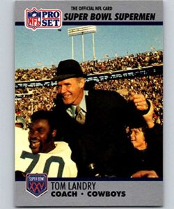 1990 pro set nfl football super bowl 160#27 tom landry dallas cowboys co official trading card of the national football league
