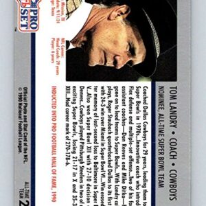 1990 Pro Set NFL Football Super Bowl 160#27 Tom Landry Dallas Cowboys CO Official Trading Card of the National Football League