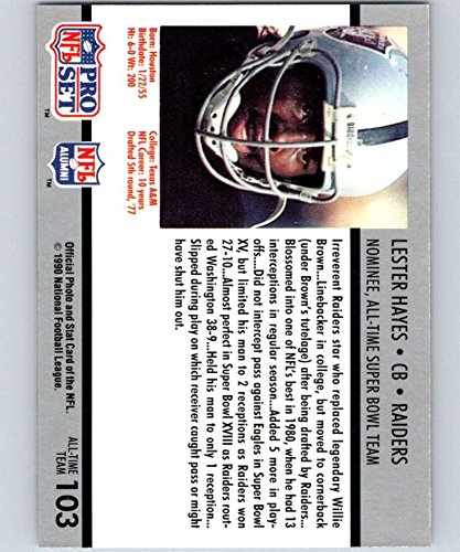 1990 Pro Set NFL Football Super Bowl 160#103 Lester Hayes Oakland Raiders/Los Angeles Raiders Official Trading Card of the National Football League