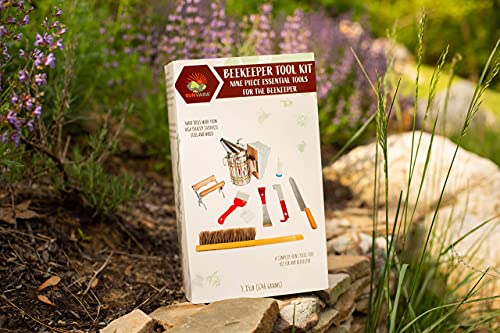 SunVara Bee Keeping Starter Kit Smokers for Bees Nine Piece Essentials Bee Brush | Honey Bee Smoker | Beekeeper Tools and Equipment.