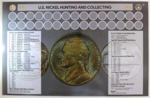 u.s. nickel hunting and collecting 11" x 17" coin roll sorting laminated mat