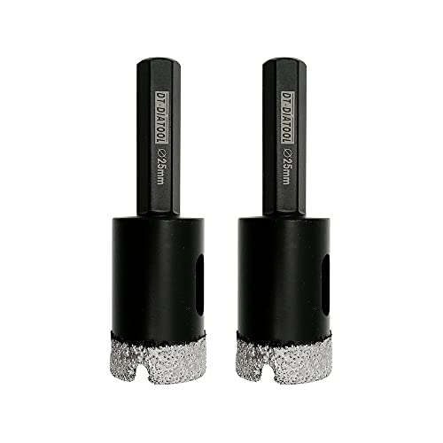 DT-DIATOOL Hex Shank Dry Diamond Drill Core Bits 2PCS 25mm Vacuum Brazed Hole Saw for Tile Porcelain Ceramic Marble Granite