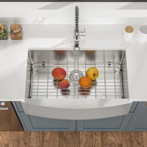 33 Inch Farmhouse Kitchen Sink - Mocoloo 33 Inch Stainless Steel Sink 16 Gauge Deep Single Bowl Undermount Apron Front Farm Sinks