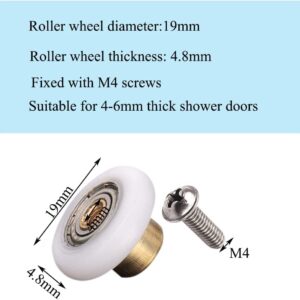 4X Replacement Shower Door Rollers/Runners/Wheels 19mm Diameter