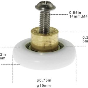 4X Replacement Shower Door Rollers/Runners/Wheels 19mm Diameter