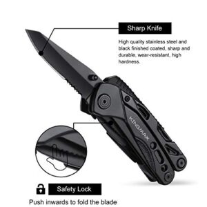 KINGMAX Multitool with Pliers, Fire Starter, whistle,Scissors,Screwdriver,15 in 1 EDC Multi Tool with Safety Locking,Perfect Survival Knife tool Gifts for Men Women,Outdoor,Camping,Fishing