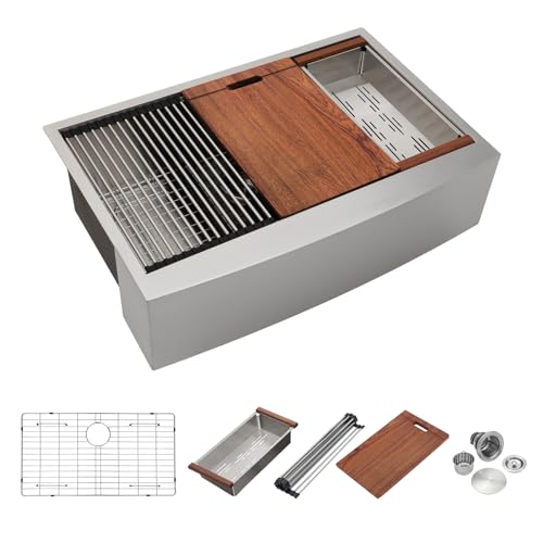 30 Farmhouse Sink Workstation - Mocoloo 30x22 Inch Farm Sink Apron Front Ledge Workstation Stainless Steel 16 Gauge Single Bowl Deep Kitchen Sinks