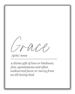 grace definition wall art - 11x14 unframed print - black and white minimalist, dictionary-style quote typography decor. a great inspirational, spiritual gift