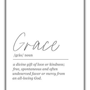 GRACE Definition Wall Art - 11x14 UNFRAMED Print - Black and White Minimalist, Dictionary-Style Quote Typography Decor. A Great Inspirational, Spiritual Gift