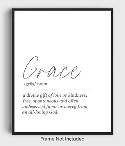 GRACE Definition Wall Art - 11x14 UNFRAMED Print - Black and White Minimalist, Dictionary-Style Quote Typography Decor. A Great Inspirational, Spiritual Gift