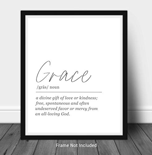 GRACE Definition Wall Art - 11x14 UNFRAMED Print - Black and White Minimalist, Dictionary-Style Quote Typography Decor. A Great Inspirational, Spiritual Gift