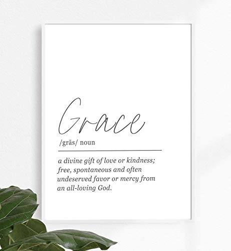 GRACE Definition Wall Art - 11x14 UNFRAMED Print - Black and White Minimalist, Dictionary-Style Quote Typography Decor. A Great Inspirational, Spiritual Gift