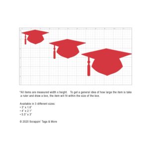 Graduation Cap Paper Die Cut Out Shape for High School & College Graduation Party / 25 Pieces Per Pack/Available in 3 Sizes & 12 Colors