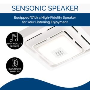 Broan-NuTone SPK80L Bluetooth Speaker Ventilation Fan with LED Light, 80 CFM, 2.5 Sones, White