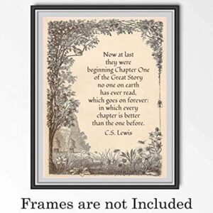 Now At Last - C S Lewis Quotes Inspirational Wall Decor, Vintage Decor Motivational Wall Art, Retro Drawing Wall Print For Living Room Decor, Home Decor, Office, Church, or Room Decor, Unframed - 8x10