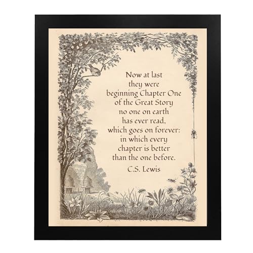 Now At Last - C S Lewis Quotes Inspirational Wall Decor, Vintage Decor Motivational Wall Art, Retro Drawing Wall Print For Living Room Decor, Home Decor, Office, Church, or Room Decor, Unframed - 8x10