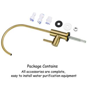 Pirooso Brushed Brass Water Filter Faucet, Drinking Water Faucet, 360° Swivel Kitchen Sink Water Filter Faucet, Fits Most Reverse Osmosis Units or Under Sink Water Filtration System, Brushed Gold