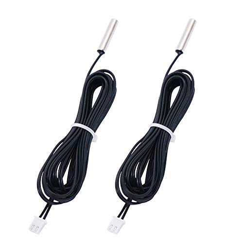 TWTADE 2 Pcs 3M 10K B3950 Thermistor Temperature Sensor,able to Support -25 to 125 Degree Celsius,Sensitive NTC Temperature Sensor Probeprobes has 5 * 25mm Stainless Steel housing NTC-3M-2P