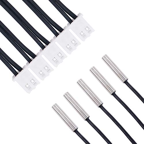 TWTADE 2 Pcs 3M 10K B3950 Thermistor Temperature Sensor,able to Support -25 to 125 Degree Celsius,Sensitive NTC Temperature Sensor Probeprobes has 5 * 25mm Stainless Steel housing NTC-3M-2P