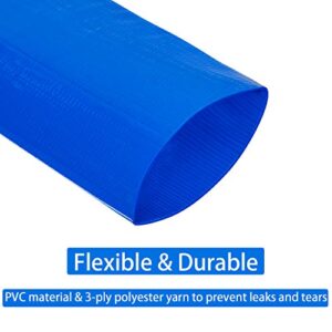 LEBLEBALL 1.5''x50FT Blue Backwash Hose, Heavy Duty Discharge Hose Reinforced PVC Pool Drain Hose Weather and Chemical Resistant, Ideal for Swimming Pools and Water Transfer, with 2 Clamp