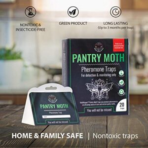 Premium Pantry Moth Traps, Insecticide-Free Moth Pheromone Traps, Glue Trap for Flour, Meal, and Seed Moths, Cupboard Moth Traps, Effective Pest and Moth Lure and Traps (20-Pack) (Dark, 20-Pack)