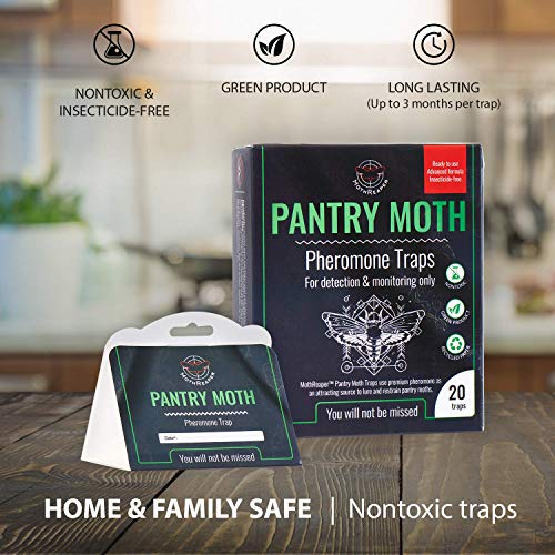 Premium Pantry Moth Traps, Insecticide-Free Moth Pheromone Traps, Glue Trap for Flour, Meal, and Seed Moths, Cupboard Moth Traps, Effective Pest and Moth Lure and Traps (20-Pack) (Dark, 20-Pack)