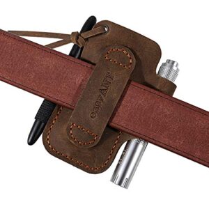 EASYANT Handmade Leather Sheath for Folding Knife Flashlight Organizer EDC Tools Brown