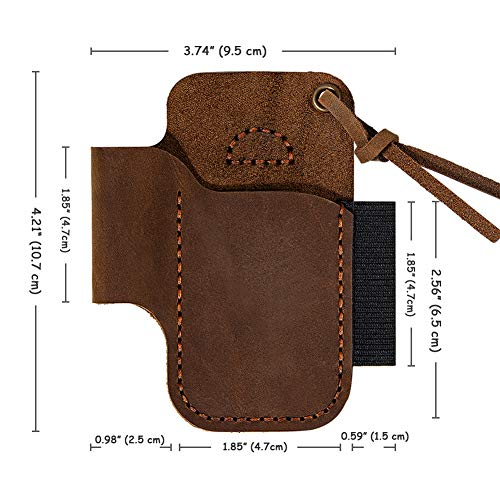 EASYANT Handmade Leather Sheath for Folding Knife Flashlight Organizer EDC Tools Brown