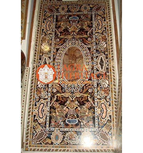 Marble Conference 94"x47" Big Dining Table Top Pietra Dura Inlay Hallway Furniture Decor